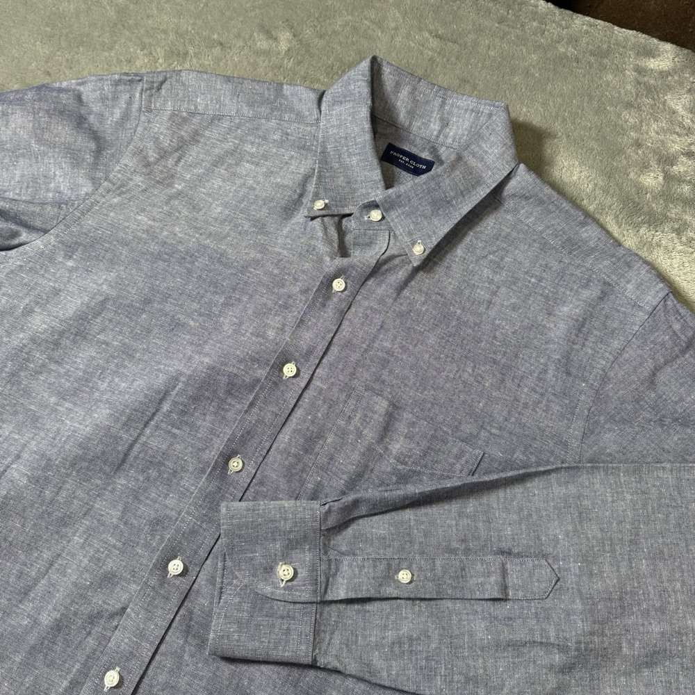 Button-Down Linen-Blend Shirt - Blue